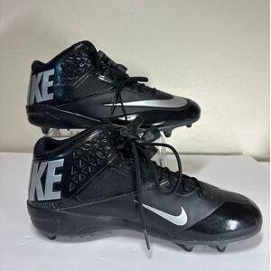 Nike Lunar Code Pro 3/4 Detachable Football Cleats Black Silver 579669-002 Sz 18